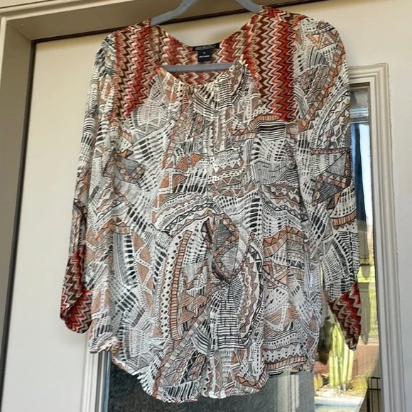 Lucky Brand Sheer Boho Blouse - Picture 1 of 6
